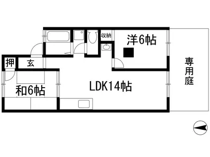 サンコートヨシナガA棟(2LDK/1階)の間取り写真