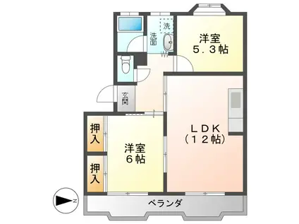 メゾン片桐(2LDK/3階)の間取り写真