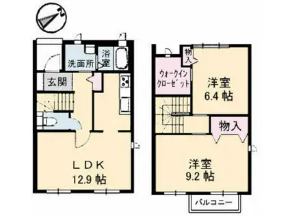 パルモ城内C棟(2LDK/1階)の間取り写真