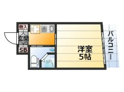 コスモハイツ三国(1K/6階)の間取り写真