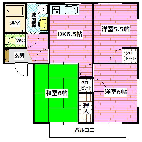 メゾニティ武田 A(3DK/2階)の間取り写真