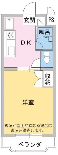 ソレーユ富士(1DK/3階)の間取り写真