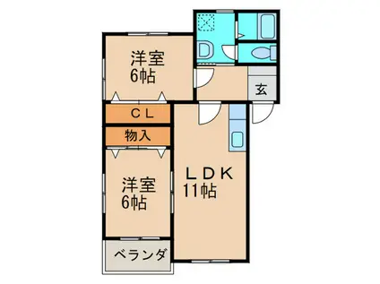 サンセールヒル(2LDK/2階)の間取り写真
