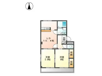 ハイツ株山II(2LDK/2階)の間取り写真