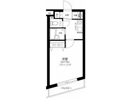 プレール高田馬場(1K/4階)の間取り写真