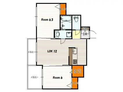 S-ROSETTE(2LDK/1階)の間取り写真