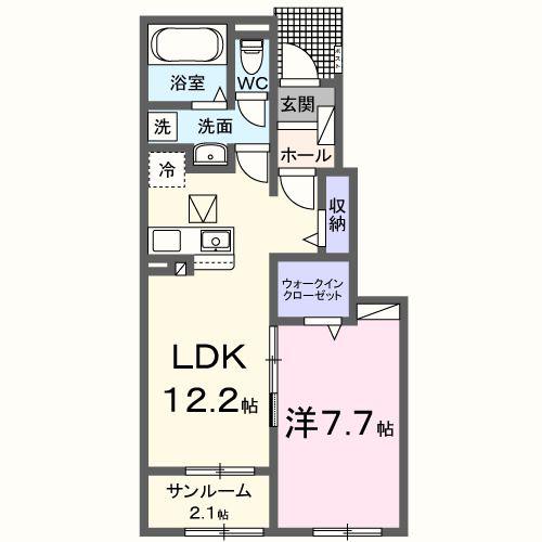 サンフォーエバー(1LDK/1階)の間取り写真
