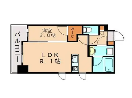 LANDIC STUDIO博多(1LDK/10階)の間取り写真