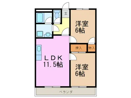 フォレスト大高(2LDK/2階)の間取り写真