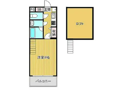 ディモア平尾(1K/2階)の間取り写真