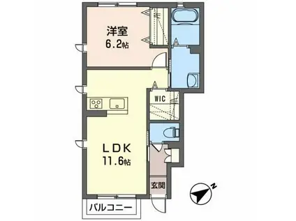 シャルムメゾン(1LDK/1階)の間取り写真
