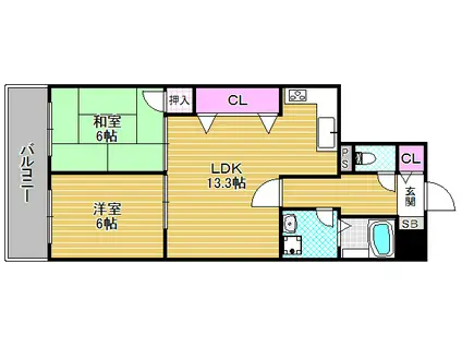 サンコート萩乃台(2LDK/4階)の間取り写真