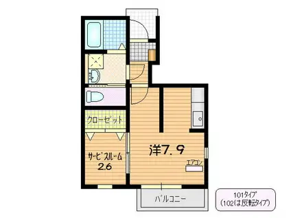 ボヌール(1SLK/1階)の間取り写真