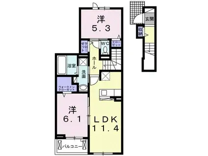 ラーナ カーサ C棟(2LDK/2階)の間取り写真