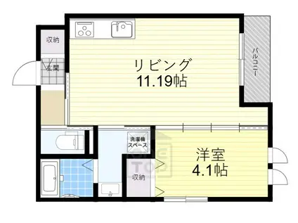 TOLERSNCIA吹田千里丘(1LDK/3階)の間取り写真