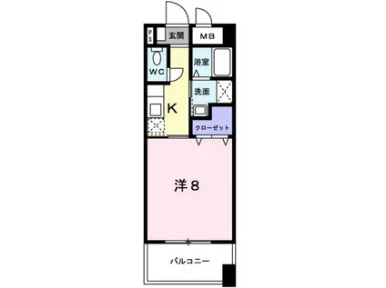 アヴニール東雲(1K/2階)の間取り写真