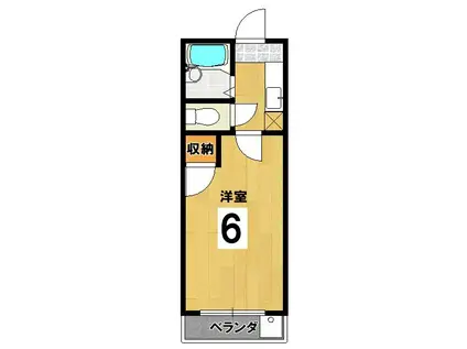 カーサオドイ(1K/3階)の間取り写真