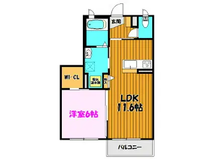 ベレオガーデンズ久留米II(1LDK/3階)の間取り写真