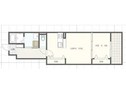 カナロア長田(1LDK/1階)の間取り写真