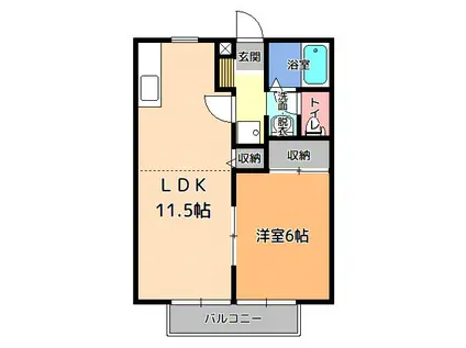 メゾン・フロイデ(1LDK/2階)の間取り写真