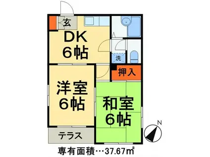 ファミリアハイツ(2DK/1階)の間取り写真