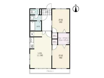 川崎ビル(2LDK/2階)の間取り写真