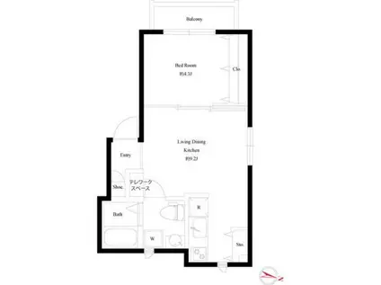 グランニール代田橋(1LDK/1階)の間取り写真