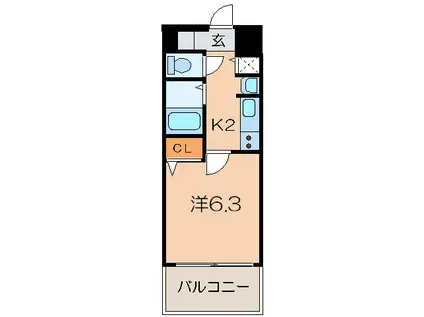 プレサンス心斎橋モデルノ(1K/3階)の間取り写真