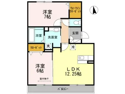 ブロッサムB棟(2LDK/3階)の間取り写真