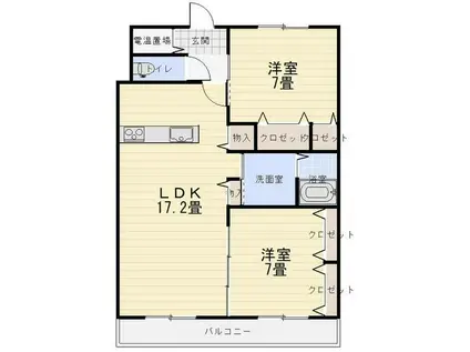 グランドゥール緑丘(2LDK/1階)の間取り写真