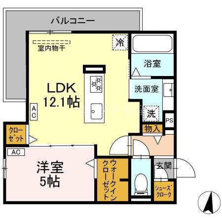 Uリッチトリシア(1LDK/3階)の間取り写真