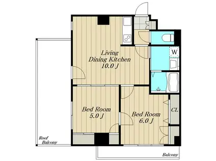 ミレイユ駒場(2LDK/4階)の間取り写真