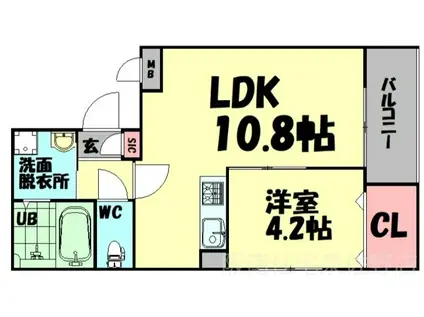 GARDENIA泉佐野大西(1LDK/1階)の間取り写真