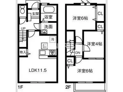 MAISONETTE LAND 込野 C(3LDK/1階)の間取り写真