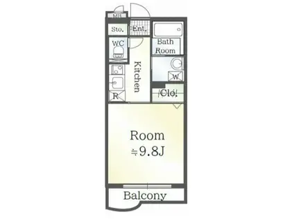 ベルオーブ(1K/2階)の間取り写真