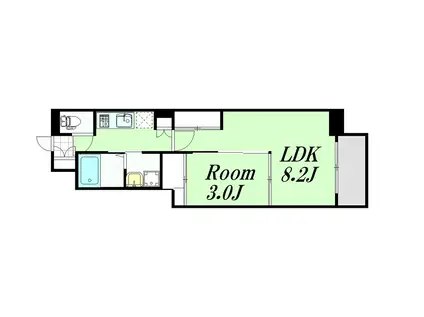 SERENITE谷町CROIX(1LDK/2階)の間取り写真