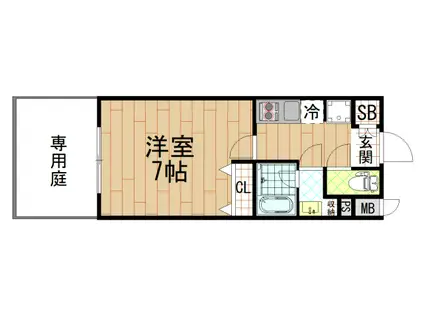 ヴェール近大前(1K/1階)の間取り写真