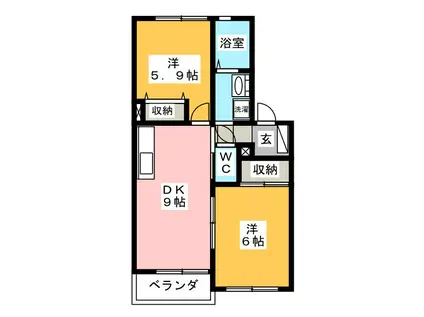 フローラ(2DK/2階)の間取り写真