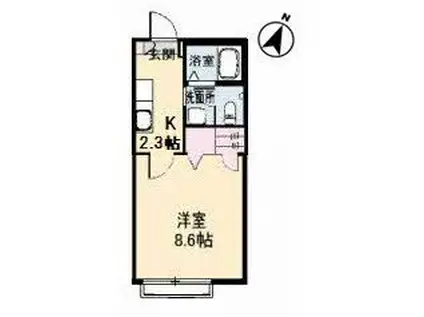 シャンティ11(1K/1階)の間取り写真