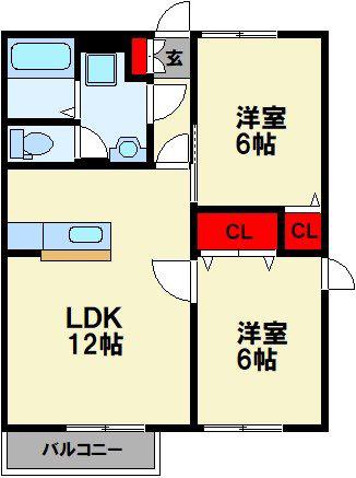 COZYハウスI(2LDK/2階)の間取り写真