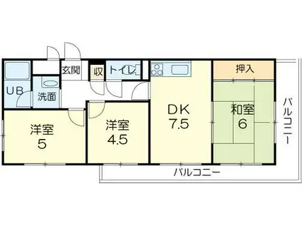 ロイヤルコーポ姫路(3DK/3階)の間取り写真