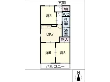 サニーホームズ服部II(3DK/2階)の間取り写真