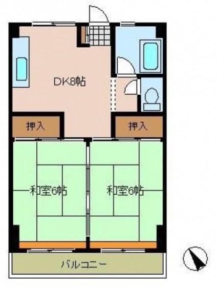 ナンバビル(2DK/4階)の間取り写真