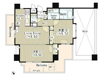 インザガーデン(2LDK/7階)の間取り写真