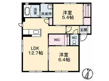 エピナールC棟(2LDK/1階)の間取り写真