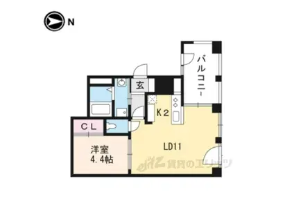 ヴァン四条大宮(1LDK/3階)の間取り写真