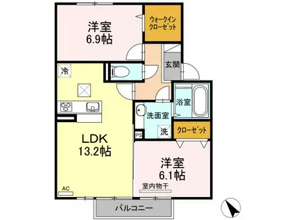 アザレアコート(2LDK/1階)の間取り写真