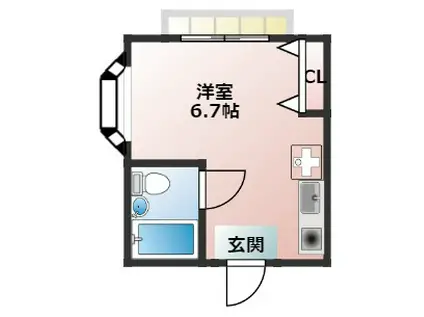 コスモ西山(ワンルーム/2階)の間取り写真