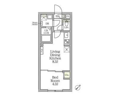アグライア新宿横寺町(1LDK/3階)の間取り写真