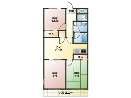 コラージュII(3DK/1階)の間取り写真